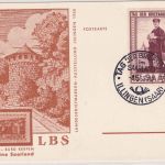Saarland -15 Fr. Tag d. Briefmarke (Postbote) 1955 Schmuckkarte ESST 8.5.55
