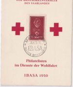 Saarland - 25 Fr. Tag der Briefmarke Sonderkarte + SST IBASA Saarbrücken 28.4.50