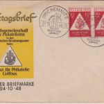 SBZ - 2x12 Pfg. Tag der Briefmarke 1948 Schmuckkuvert SST Chemnitz 27.10.48
