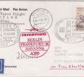 BRD - Düren 1990 Tag der Briefmarke Interflug-Erstflug Berlin/Havanna Zuleitung!
