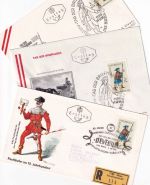 Österreich - Tag der Briefmarke 1966 3 versch Schmuck-FDC (1x R-Brief) ESST Wien