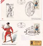 Österreich - Tag der Briefmarke 1966 3 versch Schmuck-FDC (1x R-Brief) ESST Wien