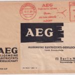 BRD - Nürnberg 1958 20 Pfg. AFS "AEG Elektrische Uhren" Firmenbrief n. Berlin