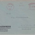 All.Bes. - München 37 1946 16 Pfg. AFS "B.A.G." (Bayernwerk) Ortsbrief