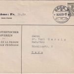 Schweiz - 30 Rp. Wasserkraftwerk Orts-Nachnahmebrief Bern-Bundeshaus 1950