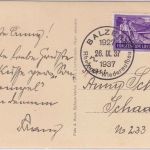 Liechtenstein - 10 Rp. Schlucherbrücke Karte SST Balzers Rheinnot - Schaan 1937