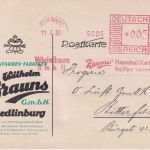 DR - Quedlinburg 1933 3 Pfg. AFS "Brauns Haushaltsfarben" Drucksachenkarte