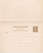 Norwegen - 15/15 Ö. Wappen Dienst-Ganzsache/Doppelkarte ungebraucht Ausg. 1934
