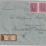 Österreich - 2x10 K. Hammer/Zange Einschreibebrief Wien 11.1.22 Devisenzensur