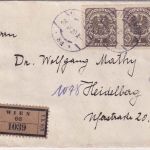 Österreich - 2x1 K. Adler Einschreibebrief Wien - Heidelberg 28.9.20 Zensur