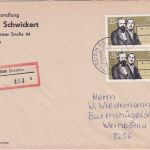 DDR - 2x35 Pfg. Karl-Marx-Jahr Einschreibebrief Dresden - Weinböhla 1989