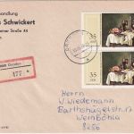 DDR - 2x35 Pfg Staatl. Museum Schwerin Einschreibebrief Dresden - Weinböhla 1989