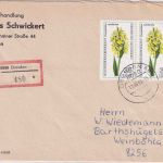 DDR - 2x35 Pfg. Orchideen Einschreibebrief Dresden - Weinböhla 1989