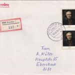 DDR - 2x35 Pfg. Kunstsammlung Dresden Einschreibebrief Dresden - Ebersbach 1989