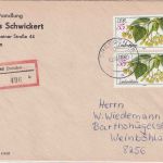 DDR - 2x35 Pfg. Lindenblüten Einschreibebrief Dresden - Weinböhla 1989