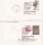 Österreich - AUA Erstflug Graz/Linz/Frankfurt 6 versch. Erstflugbelege 1971