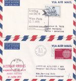 Österreich/Frankreich - AUA Erstflug Wien/Paris + Paris/Wien 2 Belege 1971