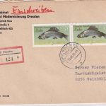 DDR - 2x35 Pfg. Äsche Einschreibebrief Dresden - Weinböhla 1989