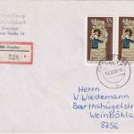 DDR - 2x35 Pfg. Postmeilensäule Einschreibebrief Dresden - Weinböhla 1989