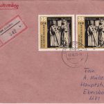 DDR - 2x35 Pfg. Stifter Naumburger Dom Einschreibebrief Dresden - Ebersbach 1989