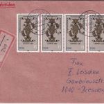 DDR - 4x15 Pfg. Int. Buchkunstausstellung Ortseinschreibebrief Dresden 1989