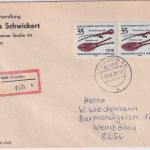 DDR - 2x35 Pfg. Medizin. Instrumente Einschreibebrief Dresden - Weinböhla 1989