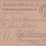 Österreich - KuK Div. Telf.Abt.No.67 L1 Feldpostkarte FpA 242 1916