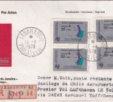 Madagaskar - 4x20 Fr. 10 J. UIT u.a. Luftpost-Einschreibebrief Tananarive 1978