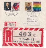 Berlin - Int. Rundfunkausstellung 1971 Sonder-R-Zettel Einschreibebrief + SST