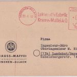 BRD - München-Allach 1952 10 Pfg. AFS "Lokomotiv-Fabrik Krauss-Maffei AG" Karte