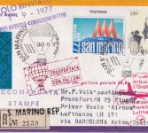 San Marino - Ballonpost 1977 Zuleitungspost/LH Erstflug Barcelona - FFM