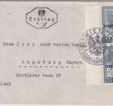 Österreich - 2 S Staatsvertrag senkr. Paar/Rand FDC ESST Wien - Augsburg 15.5.55