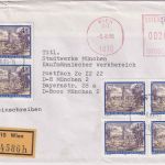 Österreich - 6x4,50 S. Freimarke + 2 S. PFS Einschreibebrief Wien - München 1986