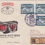 Österreich - 3x1 S. Lawinenopfer Einschreibebrief/Schmuck-FDC ESST Wien 19.2.54