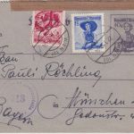 Österreich - 40g Trachten Ganzsache/Kartenbrief + Zusatz Wien -München 22.1.50