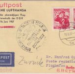 Österreich - 2x60g Trachten Lupo-Drucksache Zuleitungspost LH-Erstflug 1957