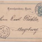 Österreich - 5 H. Ganzsache priv. Zudruck Budweis - Augsburg 1904