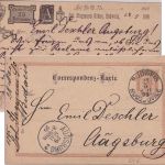 Österreich - 2 Kr. Ganzsache priv. Zudruck Budweis - Augsburg 1895