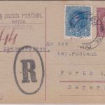 Österreich - 10 H. Ganzsache+ Zusatz Einschreibekarte Taus - Fürth 1918