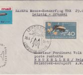 DDR - 40 Pfg. Honigbiene Luftpostbrief/Sabena Messesonderflug Leipzig 1959