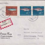 BRD - 2x40+10 Pfg. Jugend/Fische Einschreibebrief Friedrichshafen 1964