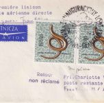 Polen - 2x90 Gr. Blindschleiche Lupo-Drucksache/LOT-Erstflug Warschau - FFM 1965