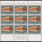 Jugoslawien - Europa/Cept 1969 1,25+3,25 Din. Typ I im Kleinbogen postfrisch