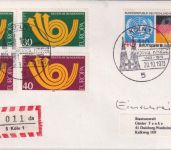 BRD - Köln 1973 110 J. Rotes Kreuz SST Einschreibebrief n. Duiburg