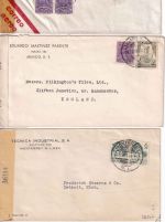 Mexico - 1942/44 2 Luftpostbriefe/3 Normalbriefe n. USA/ENGLAND - Zensur !