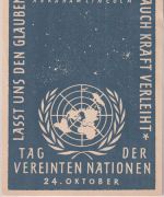 BRD - Köln-Deutz 1958 SST Vereinte Nationen Sonderkarte + Spendenvignette