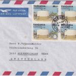 Tansania - 4x1 Sh. 75 J. Int. Rotary-Club Luftpostbrief i.d. SCHWEIZ Mtwara 1984