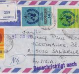 Rhodesien - 100 J. IMO-WMO Satz Luftpost-Einschreibebrief Salisbury 1973