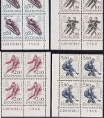 Jugoslawien - Olympiade Grenoble 1968 Satz/4er-Block/Bogenecke postfrisch