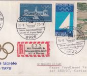 BRD - Altenstadt Olympiade 1972 SST Jugendlager Einschreibebrief Sonder-R-Zettel